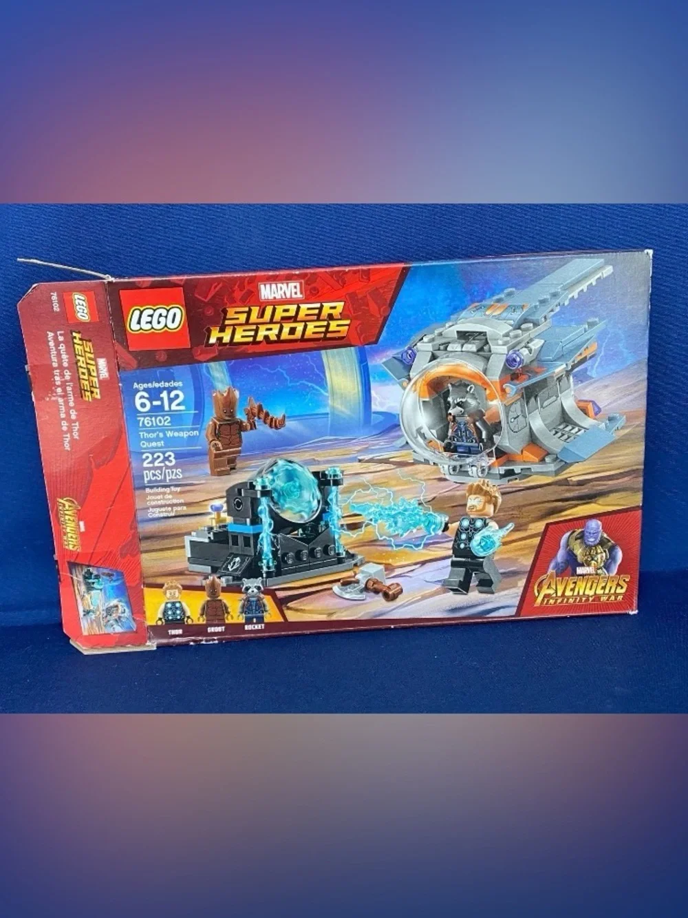 LEGO Marvel 76102 Thor's Weapon Quest With Box & Manual - Missing 1 Power Burst